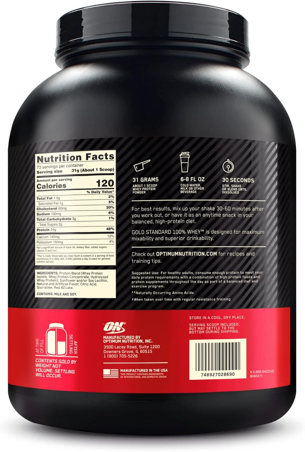 Suplementos Estándar 100% Proteína de Suero de Leche  1.8Lb