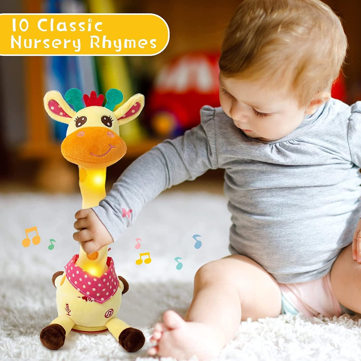 Jirafa de Peluche Emoin: Musical, Interactiva, Canta 10 Canciones