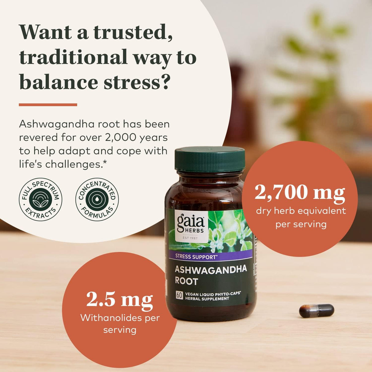 Suplementos Ashwagandha Root Apoya una respuesta de estrés