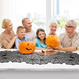 Camino de Mesa Halloween, Encaje Negro, 18 x 72 Pulgadas
