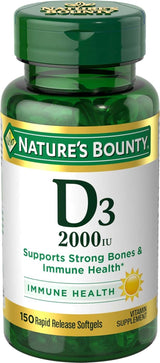 Vitamin D3 2000IU, Nature's Bounty, 150 Gelatinas Suplemento
