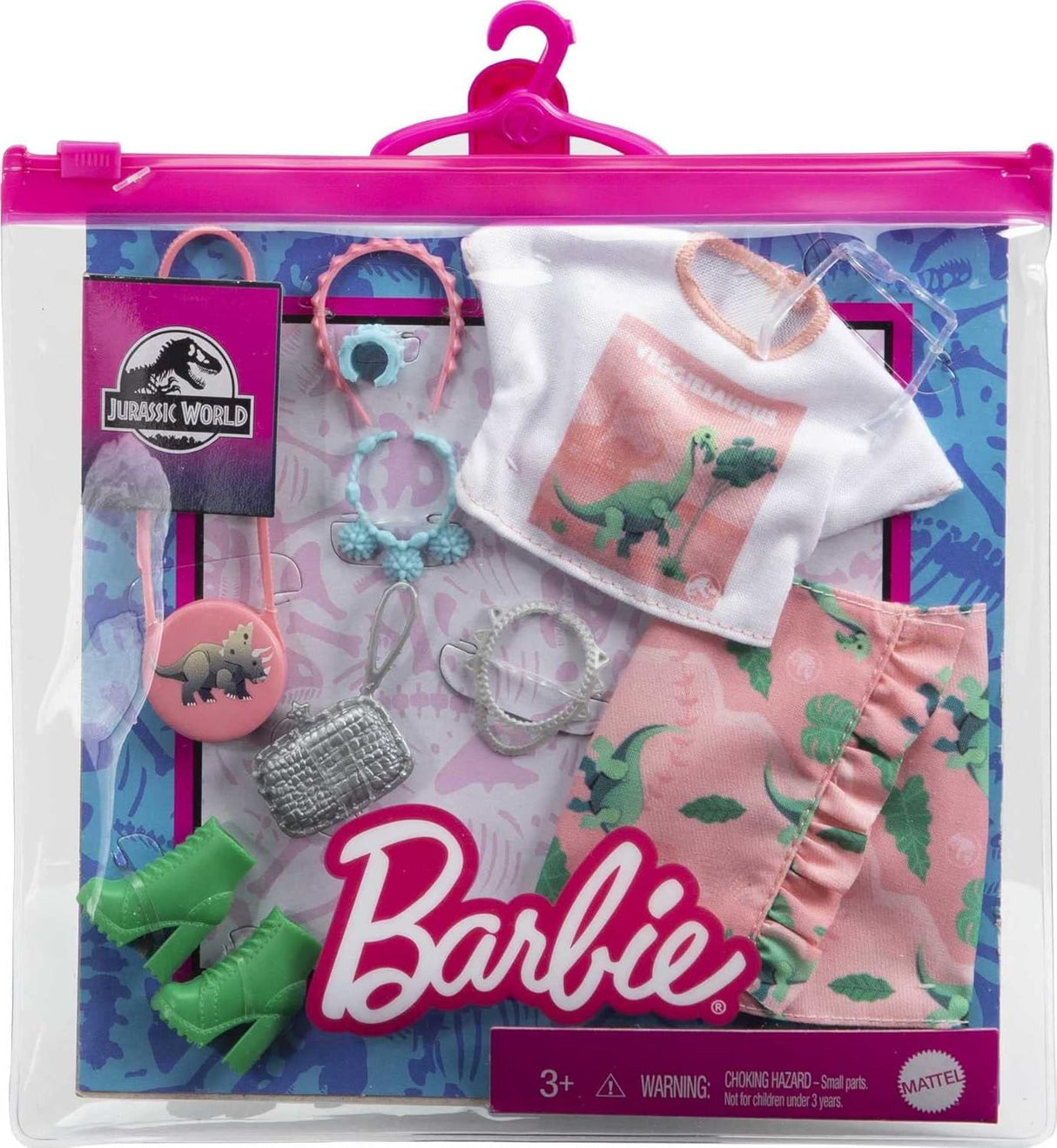 Set de Ropa Barbie Jurassic World, Conjunto con Accesorios y Temática Dino
