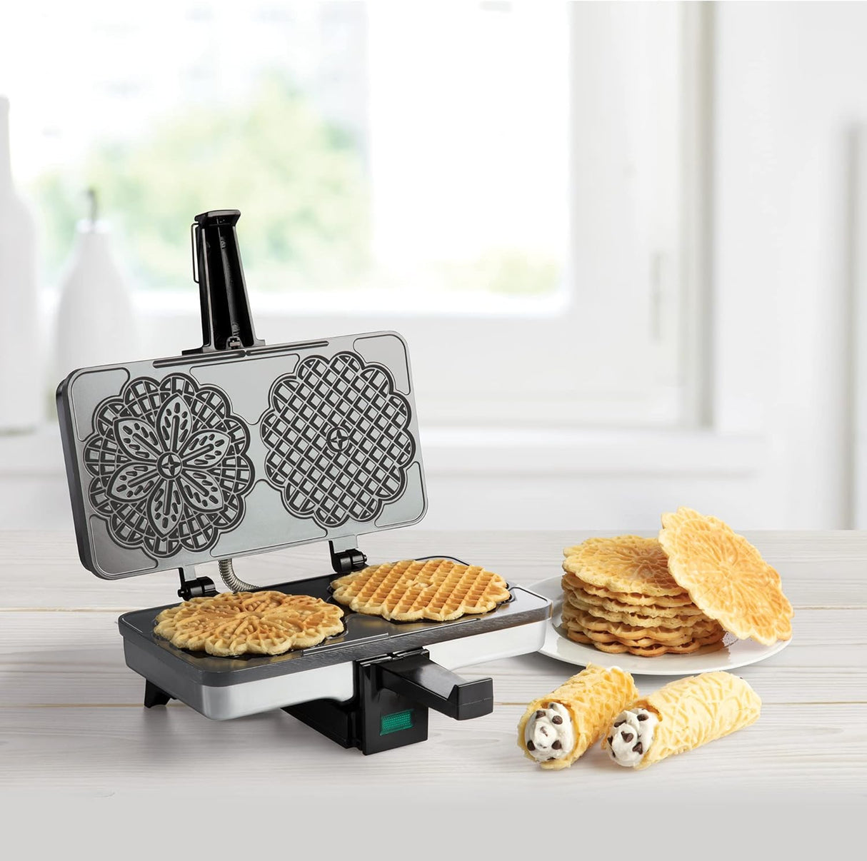 Máquina de Pizzelle - Prensa Eléctrica - Doble 5 - Fácil uso