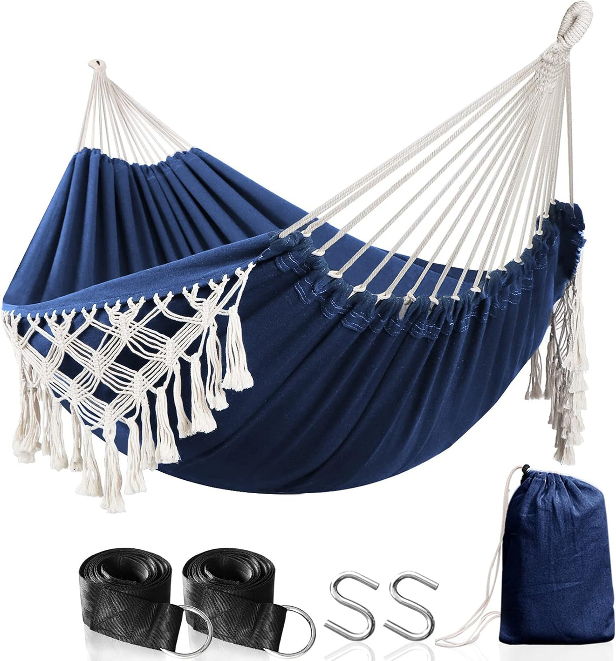 Hamaca Anyoo Garden Algodón Deluxe con Tassels, 450lbs
