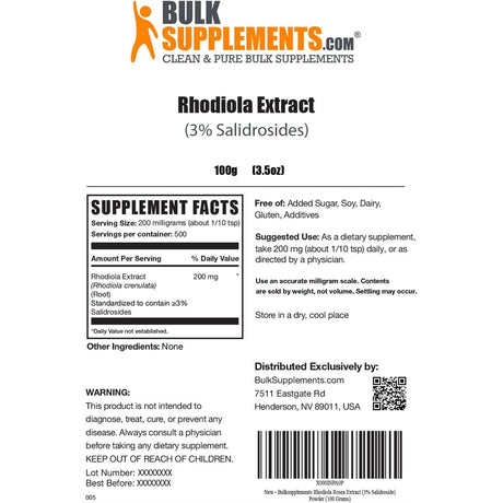 Suplemento Polvo Rhodiola Rosea Extract  Adaptógeno 100 gr