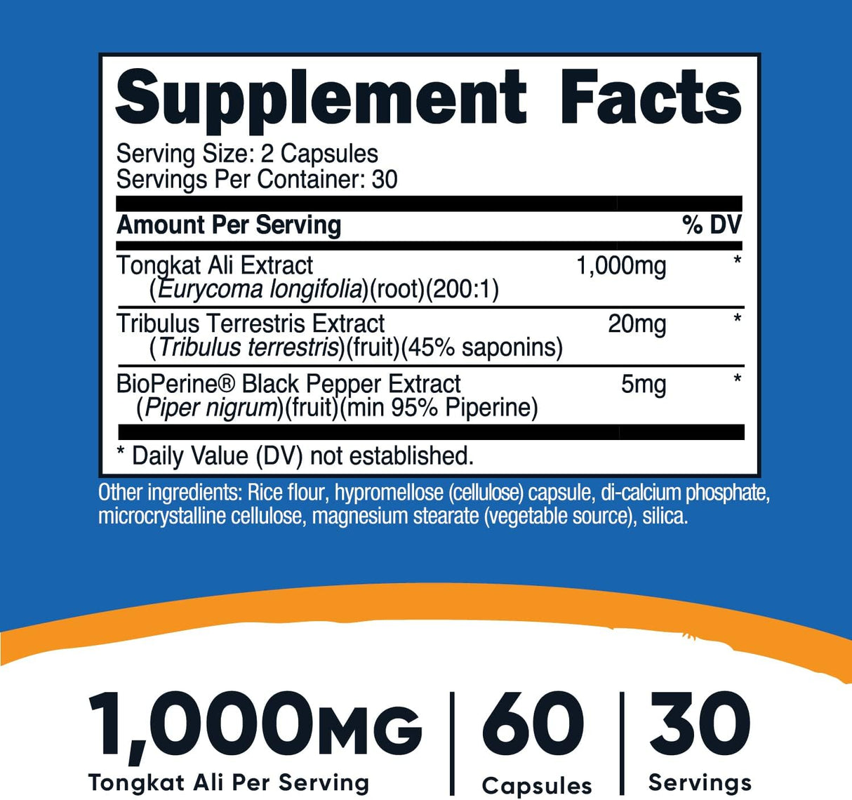 Tongkat Ali 500 mg, 60 cápsulas vegetarianas, sin gluten