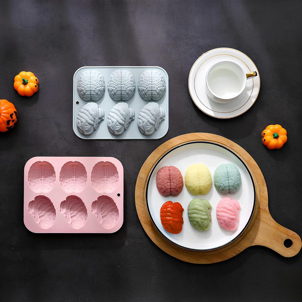 Moldes de Silicona Halloween para Chocolates - 3D, Cerebro, Corazones