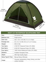 Tienda Nocturna Carpa Ligera Impermeable 1-2 Personas 2.2x1.2m