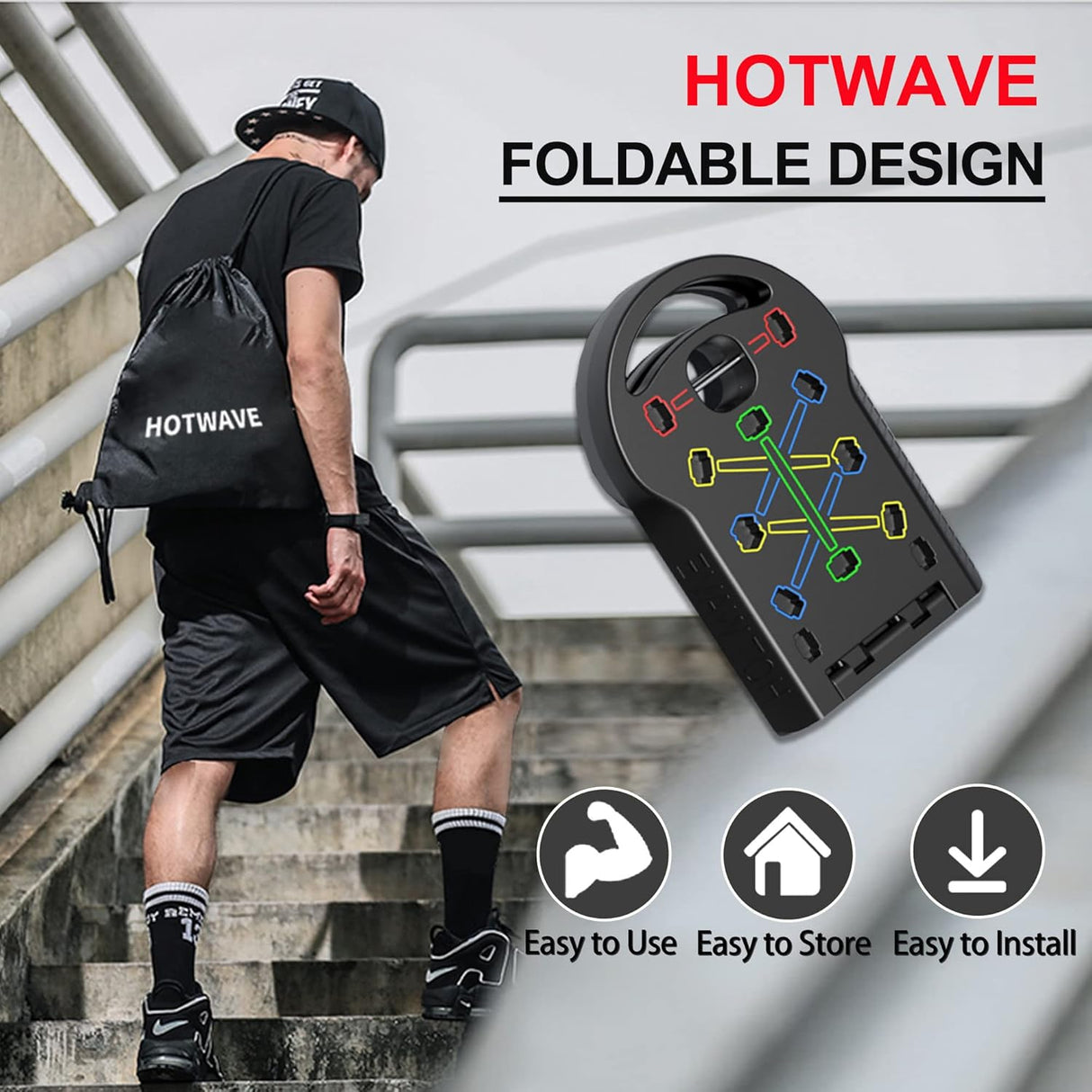 Tablero de Flexiones HOTWAVE, 20 en 1, portátil y plegable