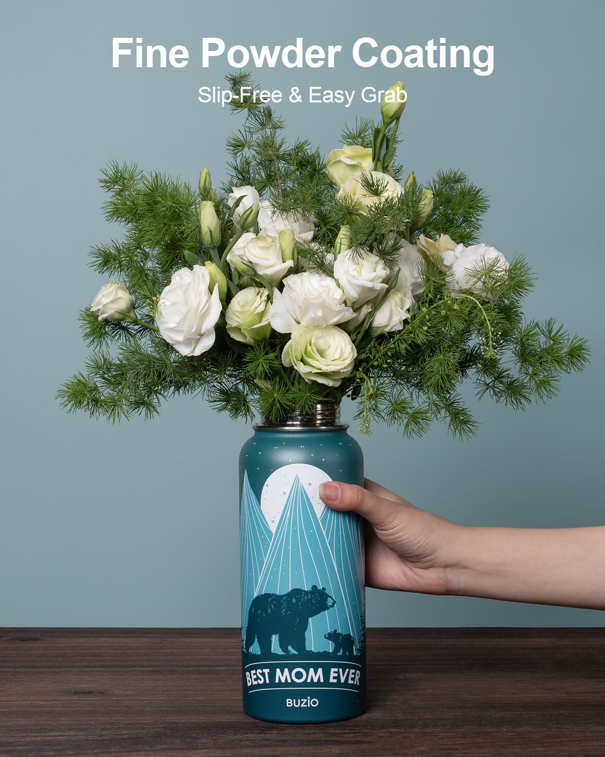 Botella de Agua 32oz BUZIO, Aislante, Con Pajilla, Modelo Bear Mama