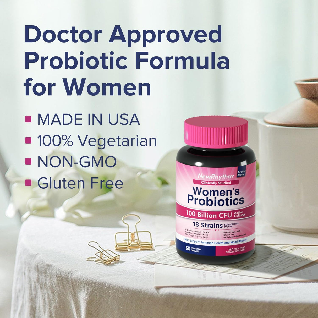 Probióticos para Mujeres con Vitamina C y Arándano, 18 Cepas