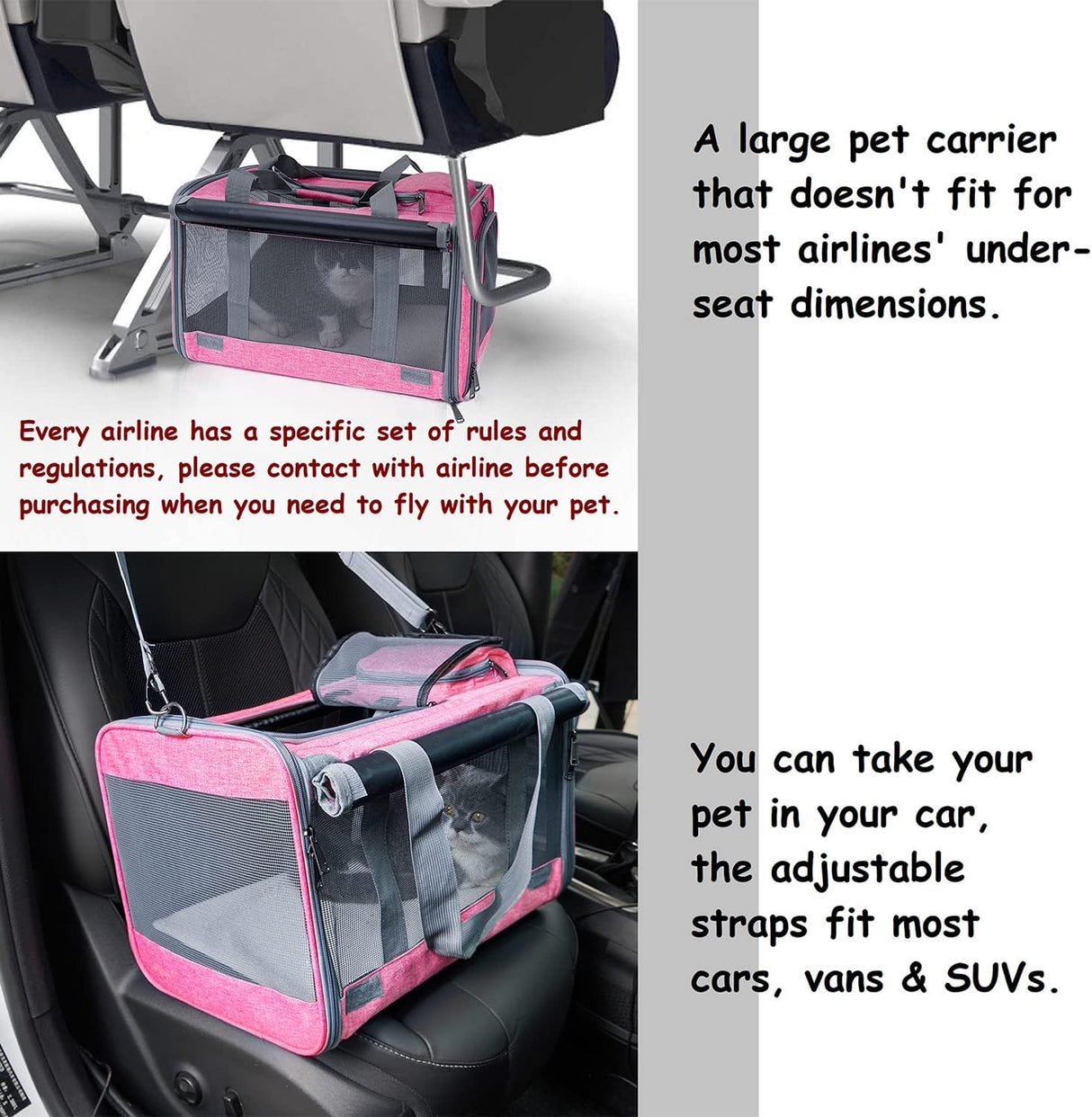 Transportín Suave para Gatos Grandes y Medianos, Modelo Viaje