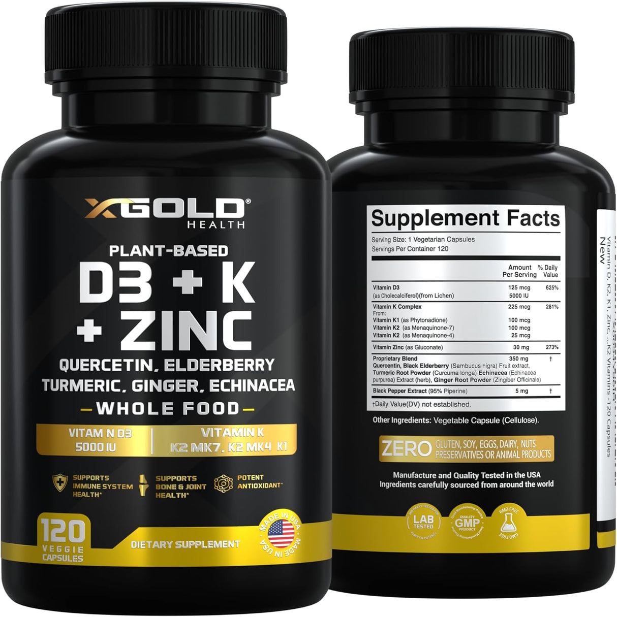 Suplemento multivitamínico 8 en 1 Lichen D3 K2 Zinc Quercetina