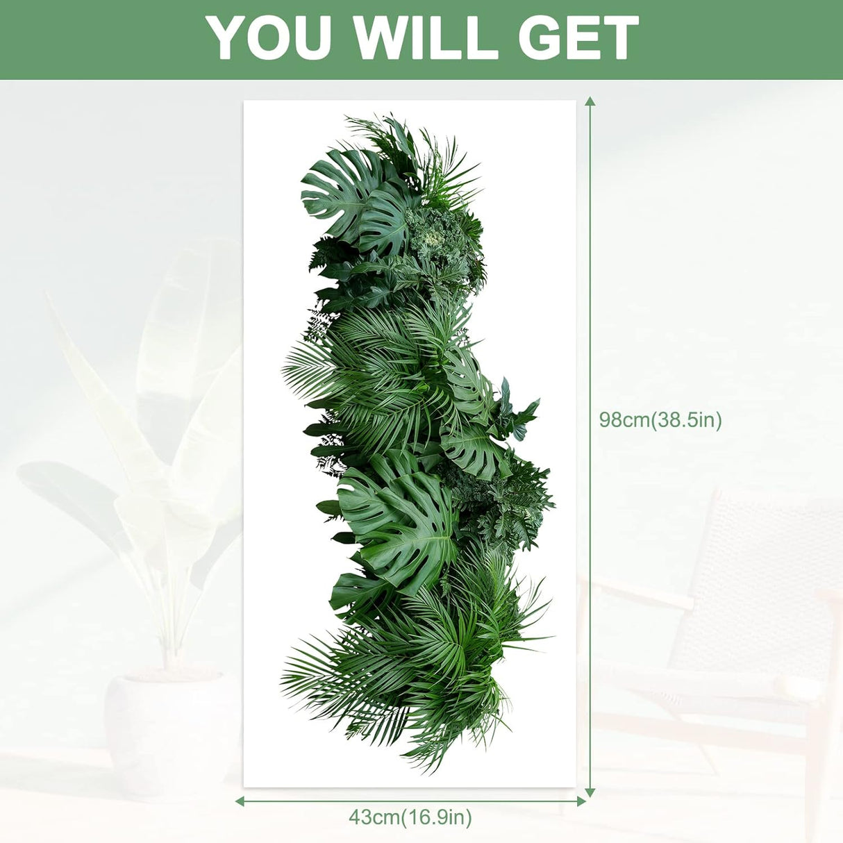 Adhesivo de Pared Hoja de Palma Tropical Decoración Removible