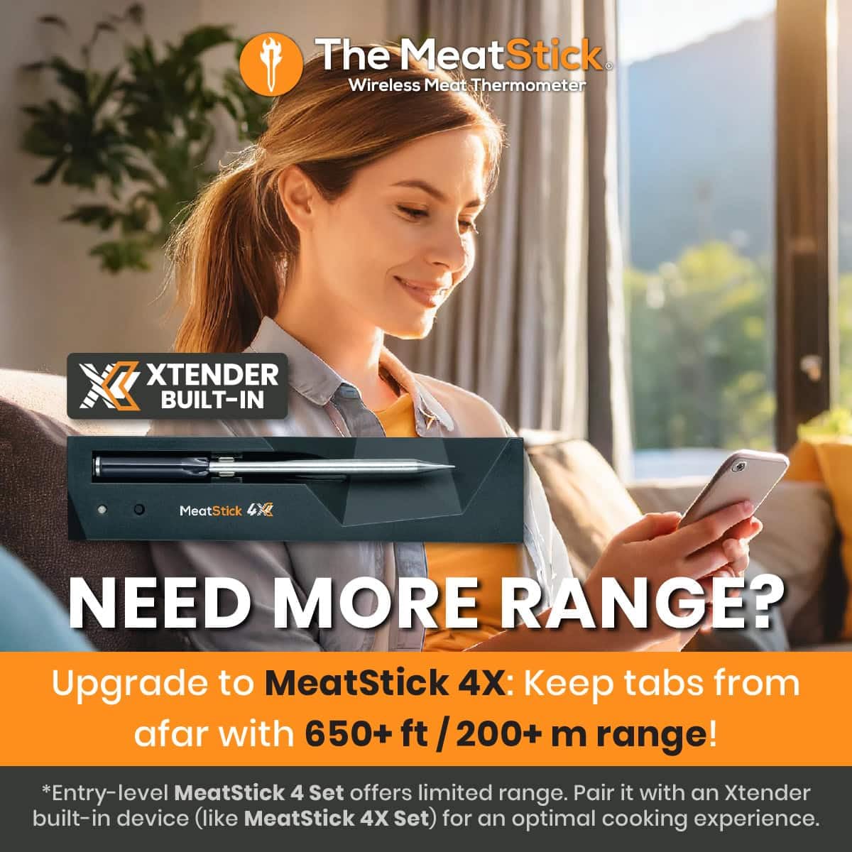 Termómetro de carne inalámbrico MeatStick 4, 4 sensores, 165ft