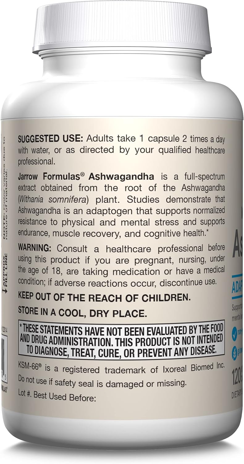 Cápsulas de Ashwagandha 300 mg, Resistencia al Estrés  120u