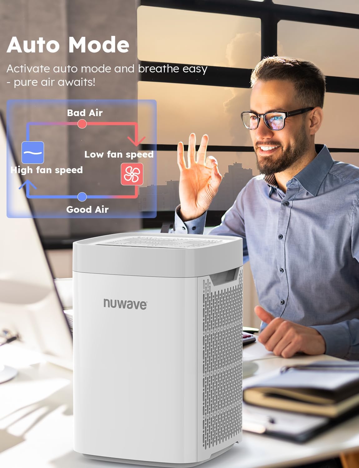 Purificador de aire portátil con sensor de calidad del aire