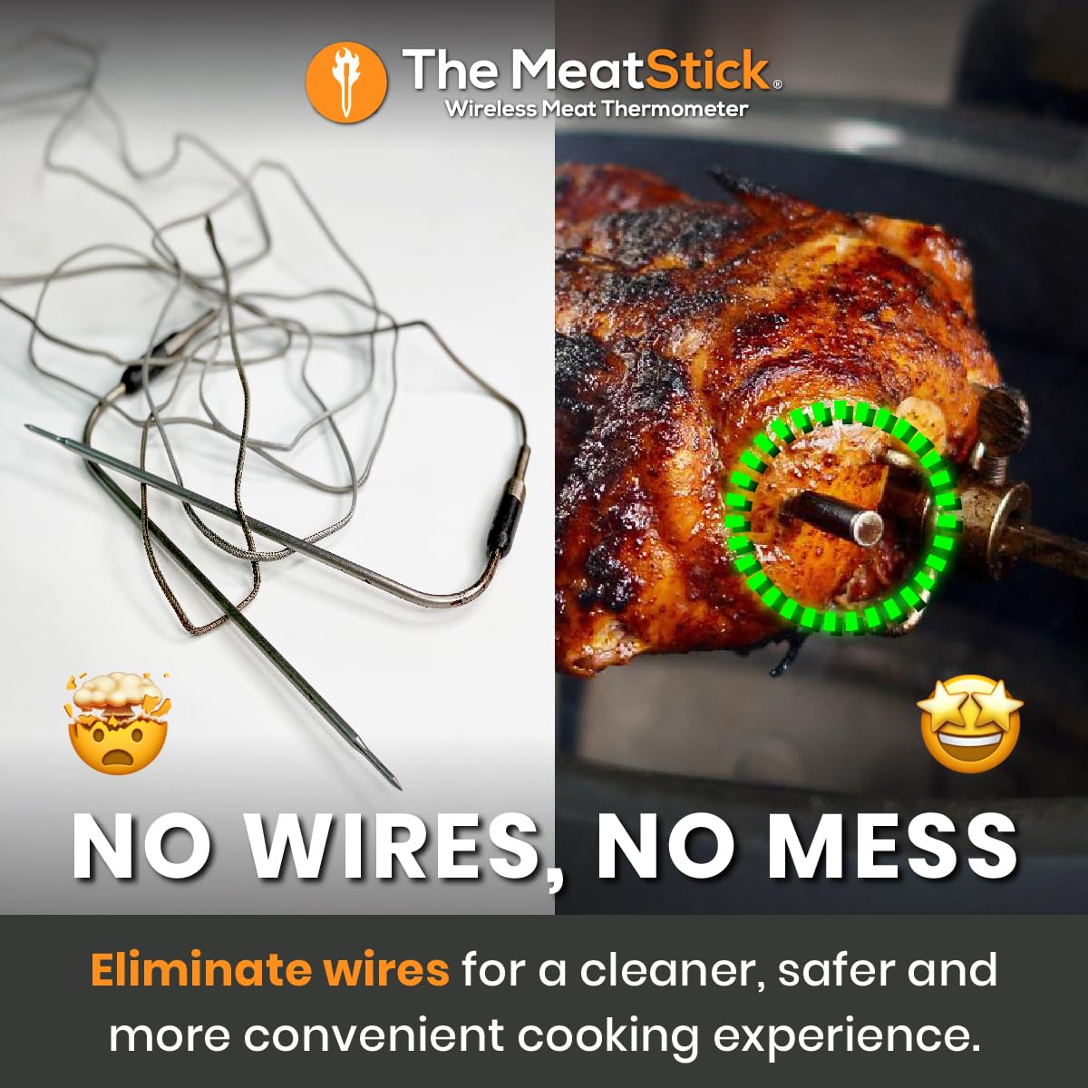 Termómetro de carne MeatStick Chef, 4 sensores, inalámbrico