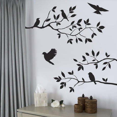 BIBITIME Vinilo adhesivo de pared de pájaro de árbol
