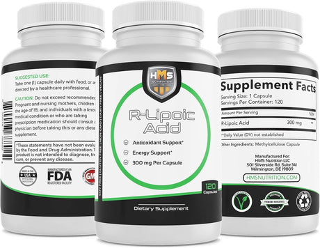 Suplemento Ácido R-lipoico 300 mg por cápsula, 120 unidades