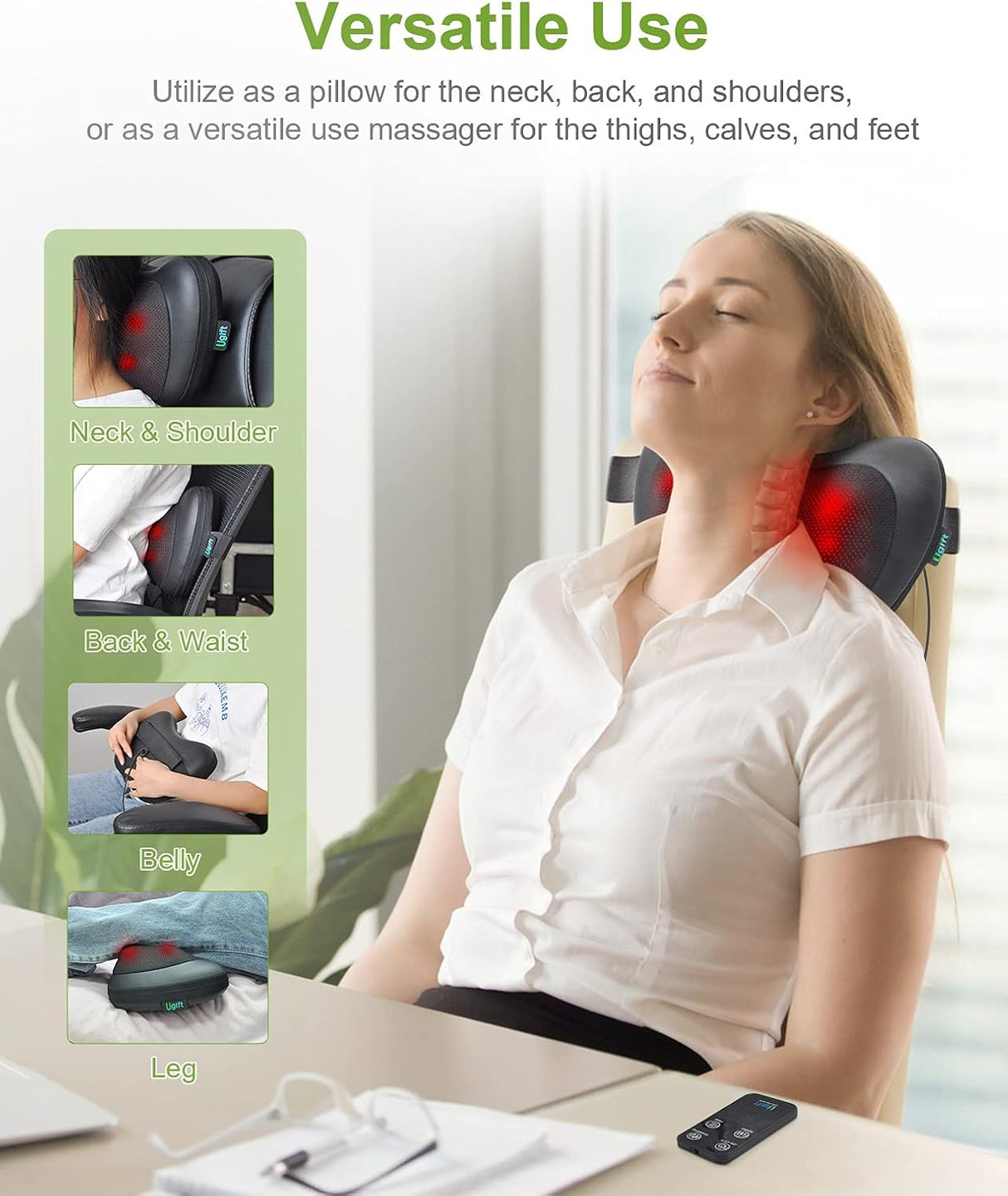 Cojín Masajeador Ugift - Masaje Shiatsu con Calor y Control Remoto