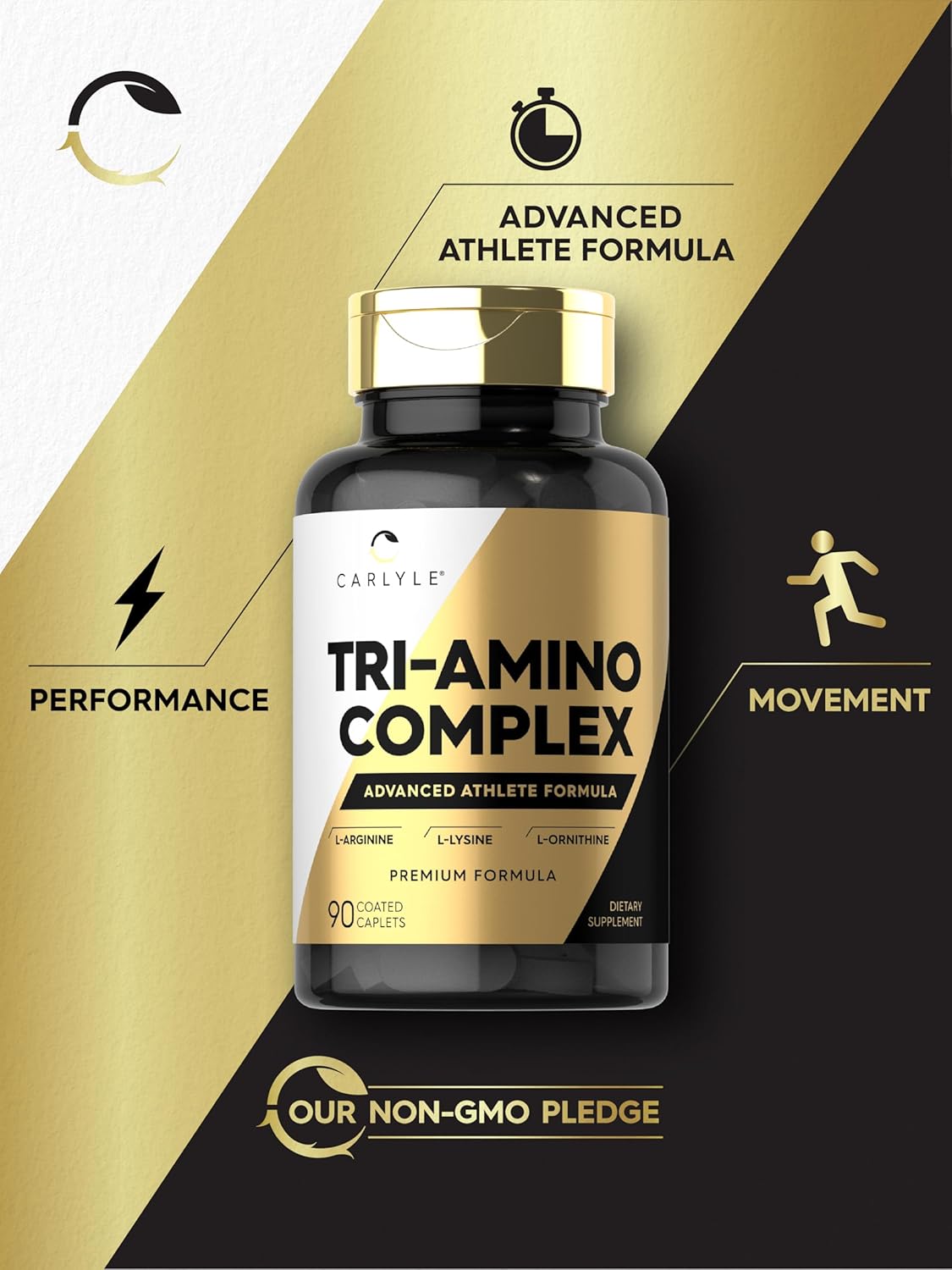 Suplemento Tri-Amino L-Arginina Carlyle, 90 Caplets, Vegano