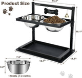 Cuencos Elevados para Perros Grandes, Ajustables, con Mat Anti-derrame.