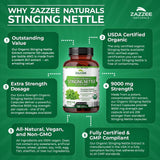 Extracto de Ortiga Zazzee 20:1, 9000 mg, 120 Cápsulas