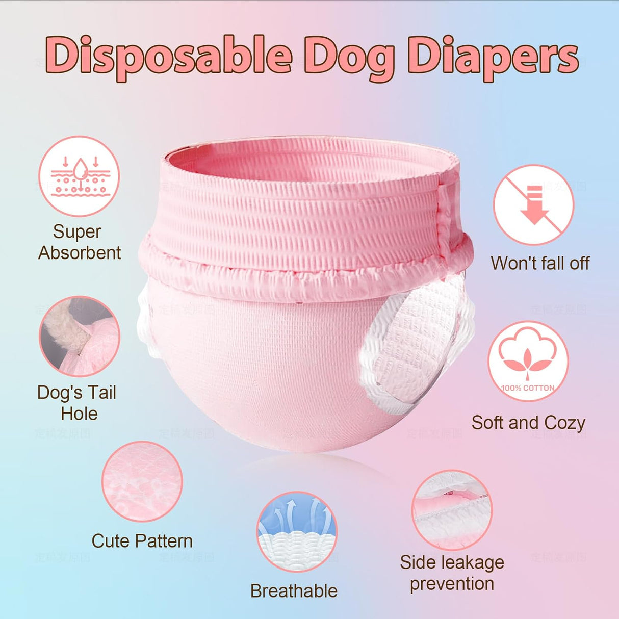 Pañales desechables para perras, pañales elásticos micción excitable