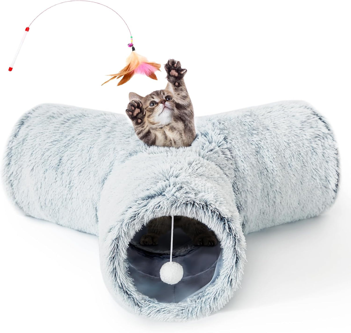 Túnel para gatos Love's Cabin, colapsable 3 vías con pelota