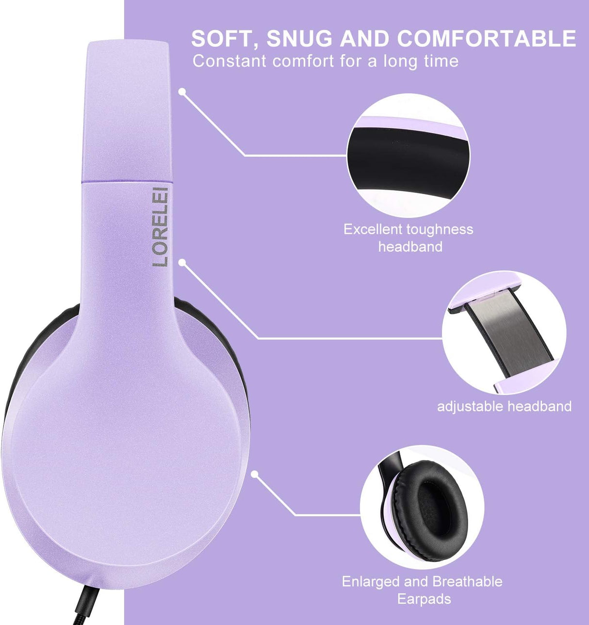 Auriculares LORELEI X6 con micrófono, ligeros y plegables