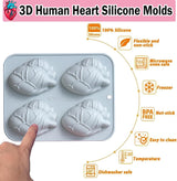 Moldes de Silicona para Chocolate, 2 Piezas, Corazón 3D