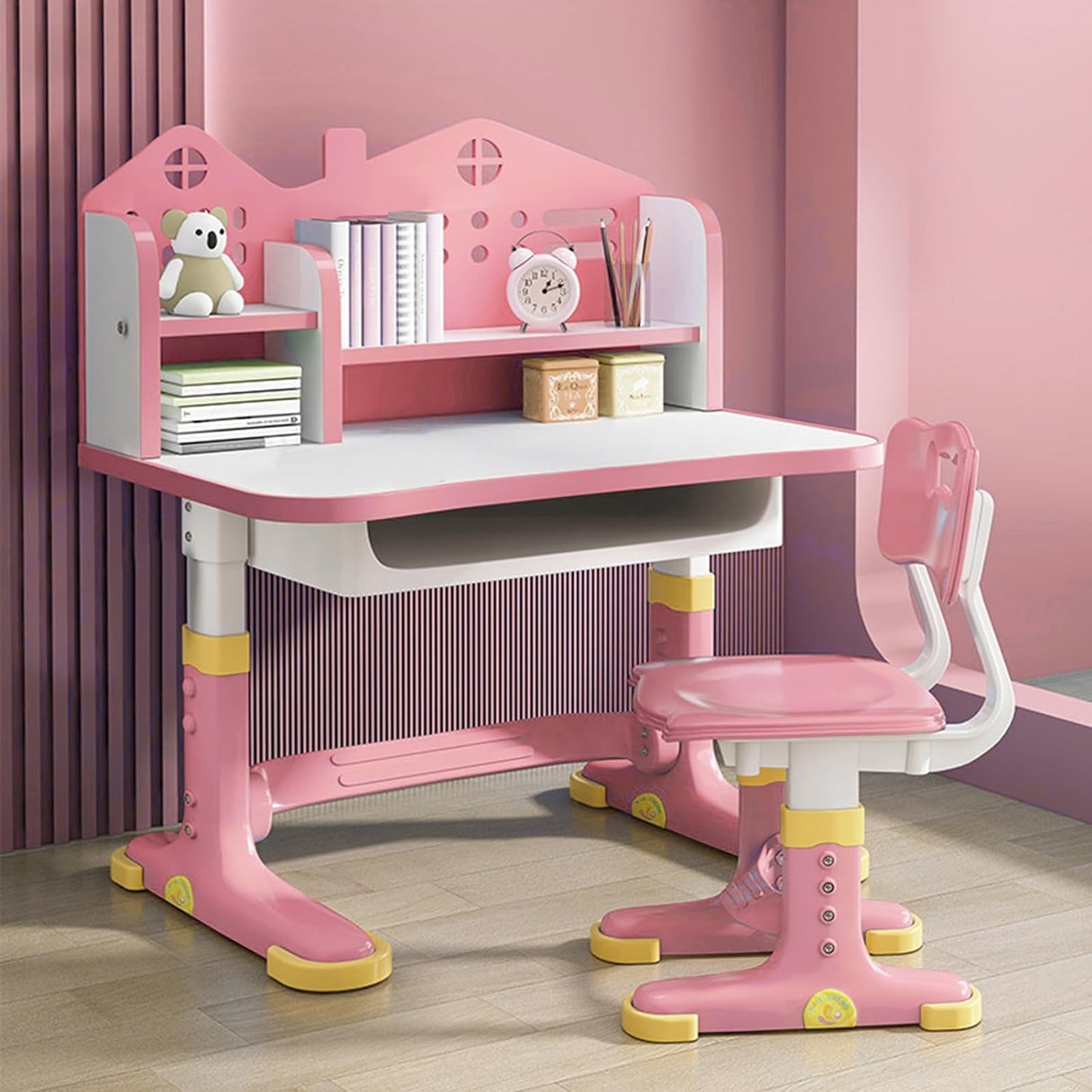 Escritorio y Silla Ajustables para Niños con Estante y Cajón