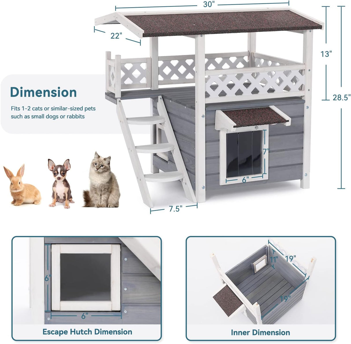 Casas de techo duraderas para gatos al aire libre resistente