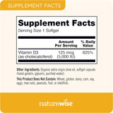 Vitamin D3 5000iu NatureWise, Función Muscular y Inmunidad, 200 Softgels