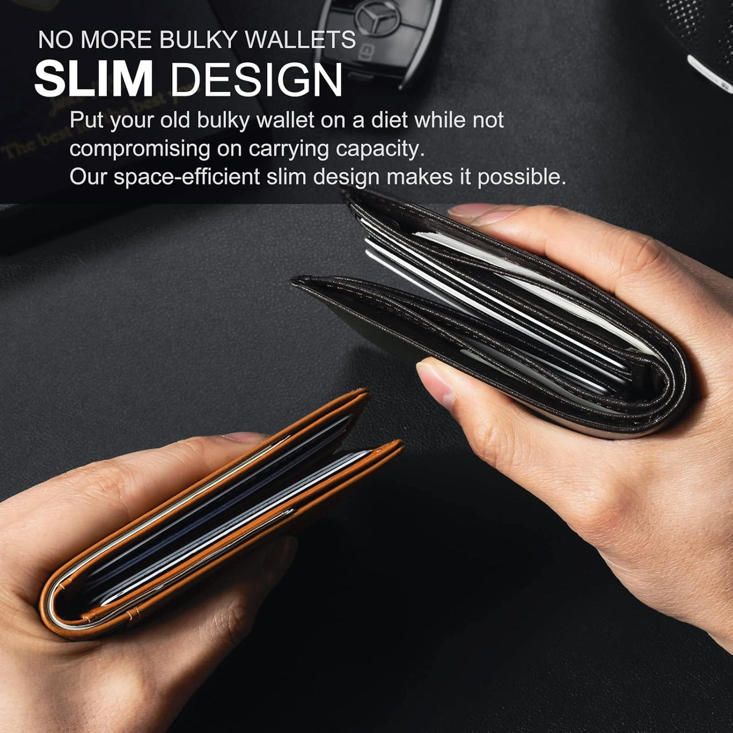 Billetera Slim GSOIAX de Cuero con Bloqueo RFID Bifold