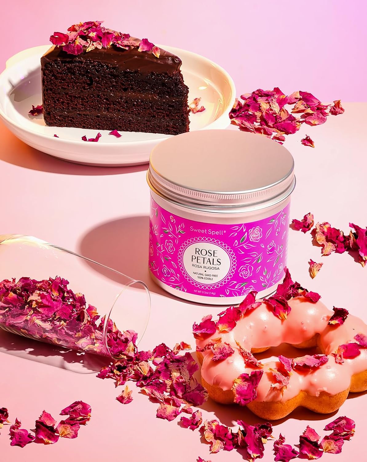 Flores comestibles Sweet Spell, pétalos de rosa secados, 14g