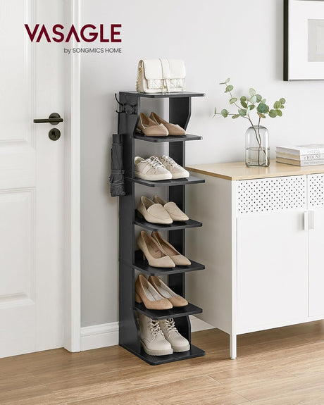 Estante Vertical de Zapatos VASAGLE, 7 Niveles, Negro
