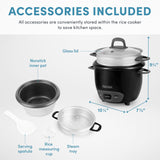 Arrocera y vaporera Aroma, 6 tazas, modelo ARC-743-1NGB