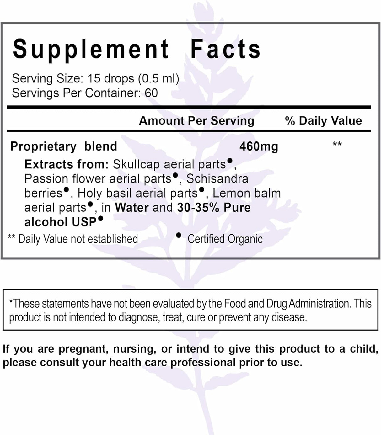 Suplemento Relax + Restore Tintura Herbal Stress Support