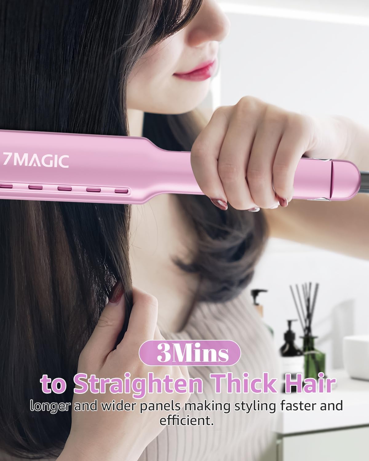 Plancha de cabello 7MAGIC Nano Titanium, 1.7 ancha, 5 temp.