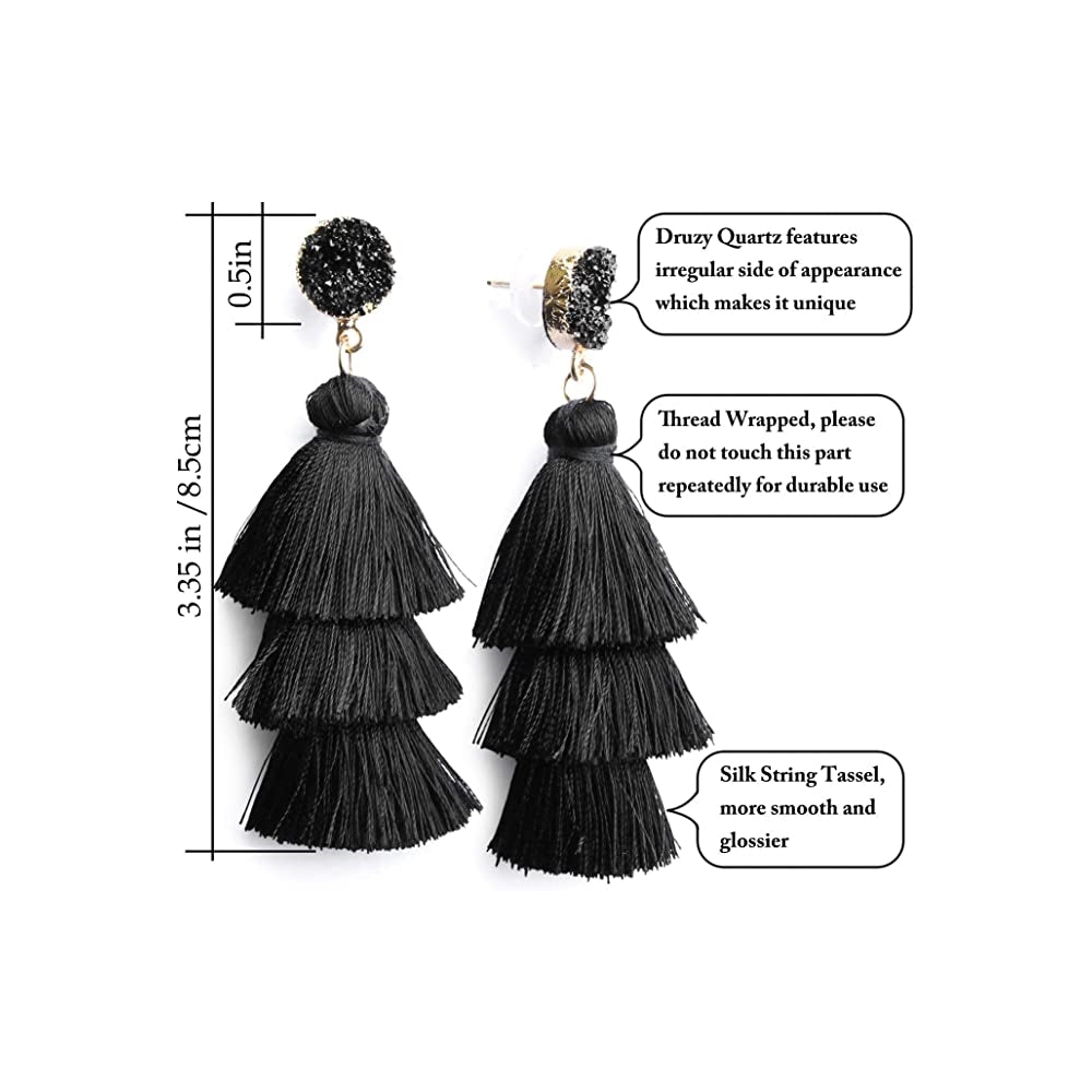 Aretes de borla de colores diseño bohemio para mujer