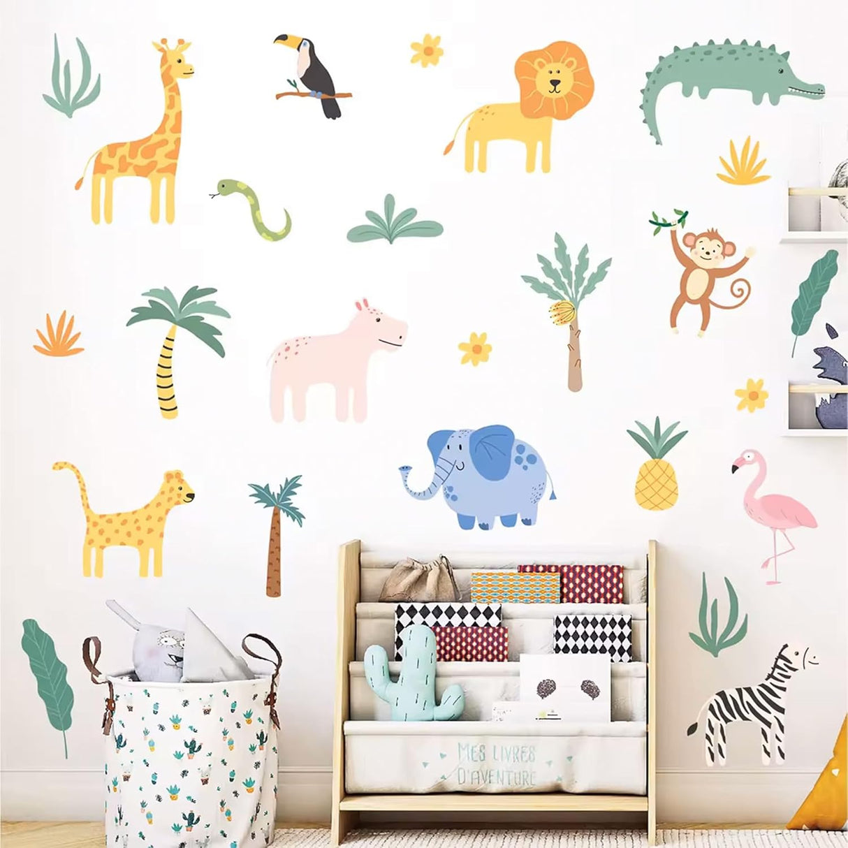 Adhesivos Pared Animales Safari, Decoración Infantil 4 Hojas