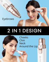 Depilador Facial 2 en 1: Afeitadora y Recortadora de Cejas