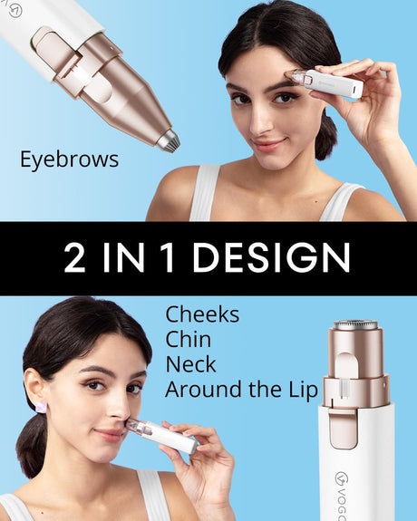 Depilador Facial 2 en 1: Afeitadora y Recortadora de Cejas