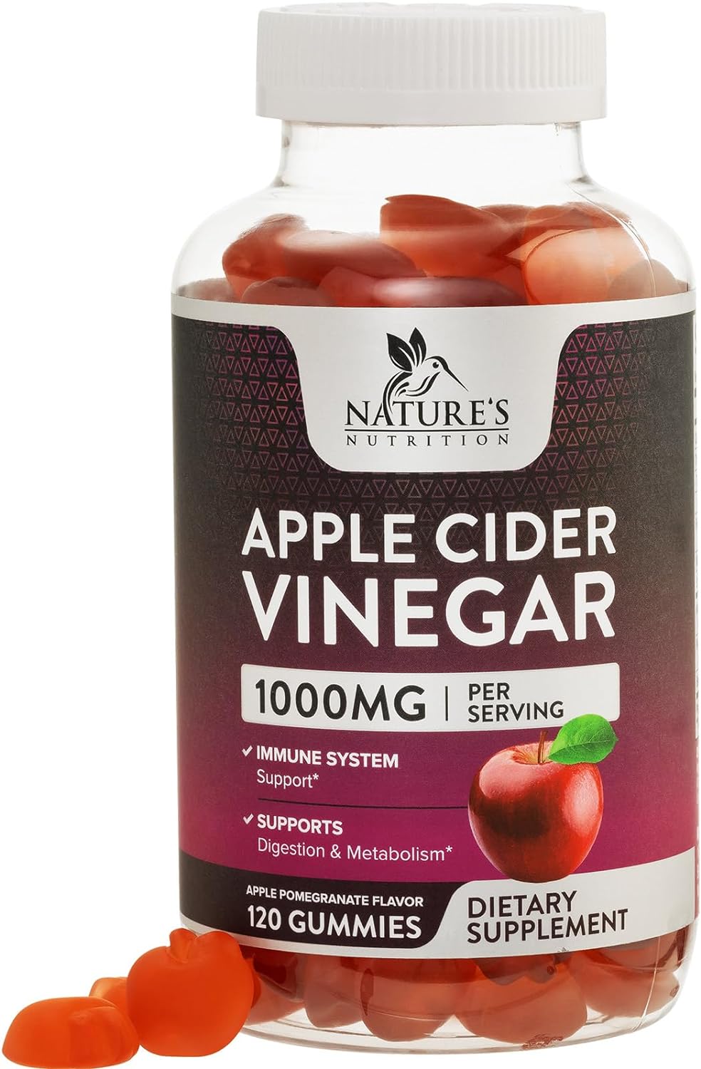 Suplemento Nature's Nutrition Gomitas de vinagre de manzana