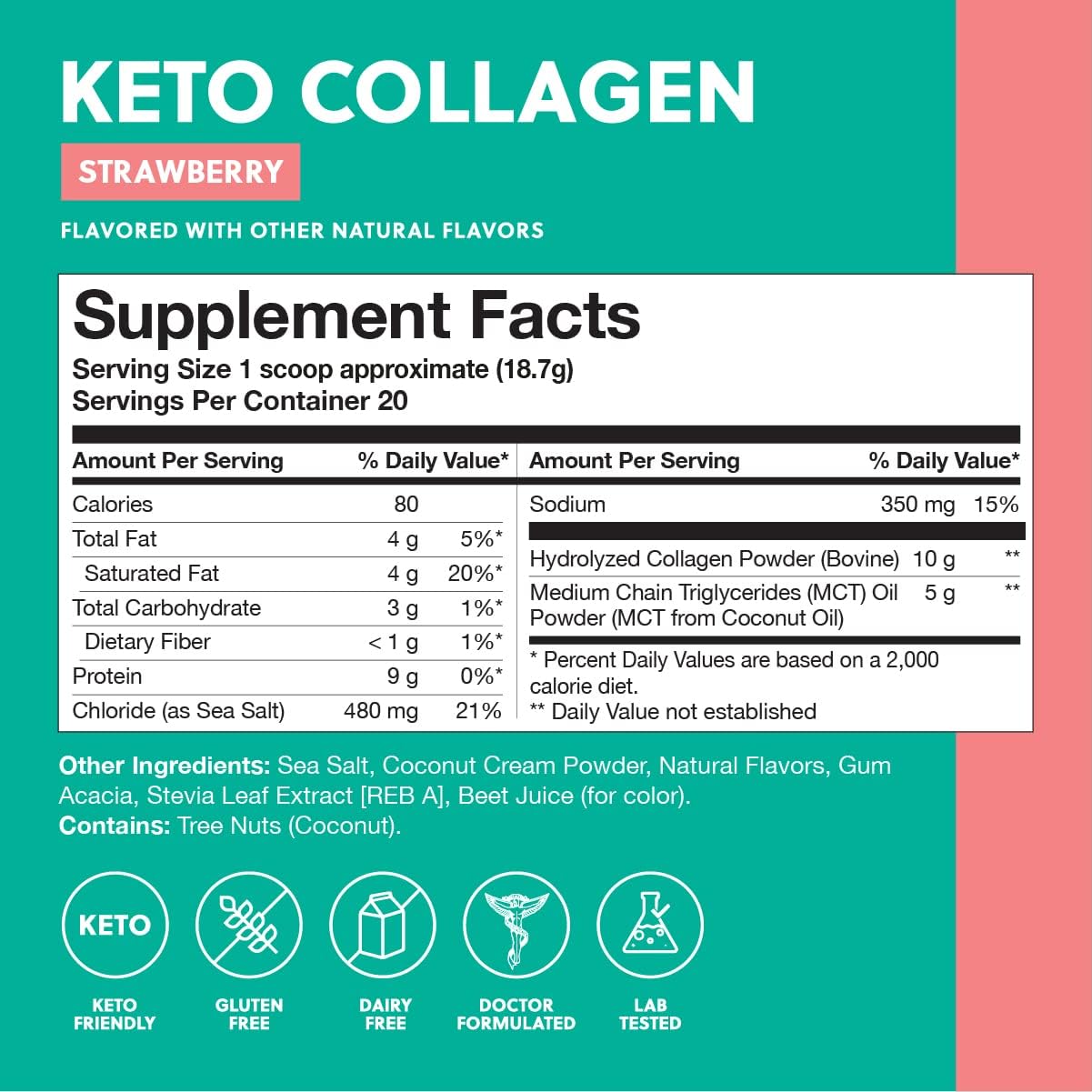 Suplemento Keto Proteína de colágeno en polvo con aceite MCT