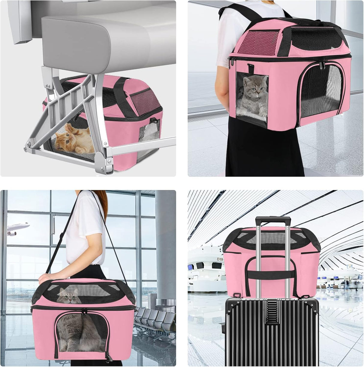 Transportín grande para 2 gatos, Oeko-TEX, aprobado TSA
