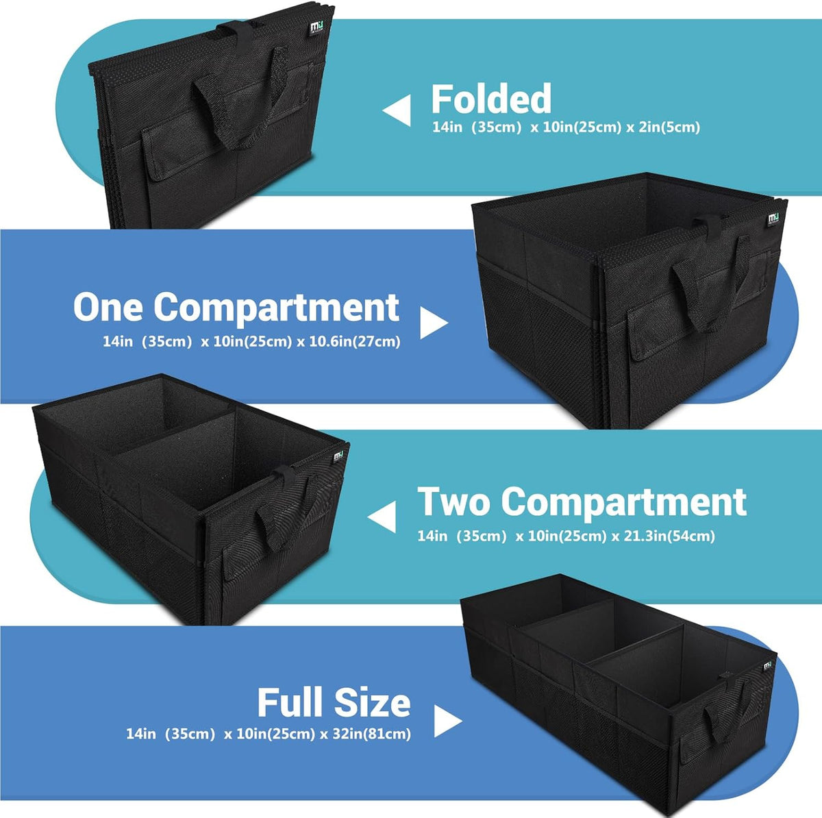 Organizador de Maletero MIU COLOR, Capacidad 70L, 12 Bolsillos