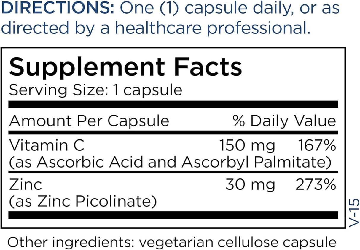 Zinc Picolinate Metabolic Maintenance 30mg + C 100 cápsulas